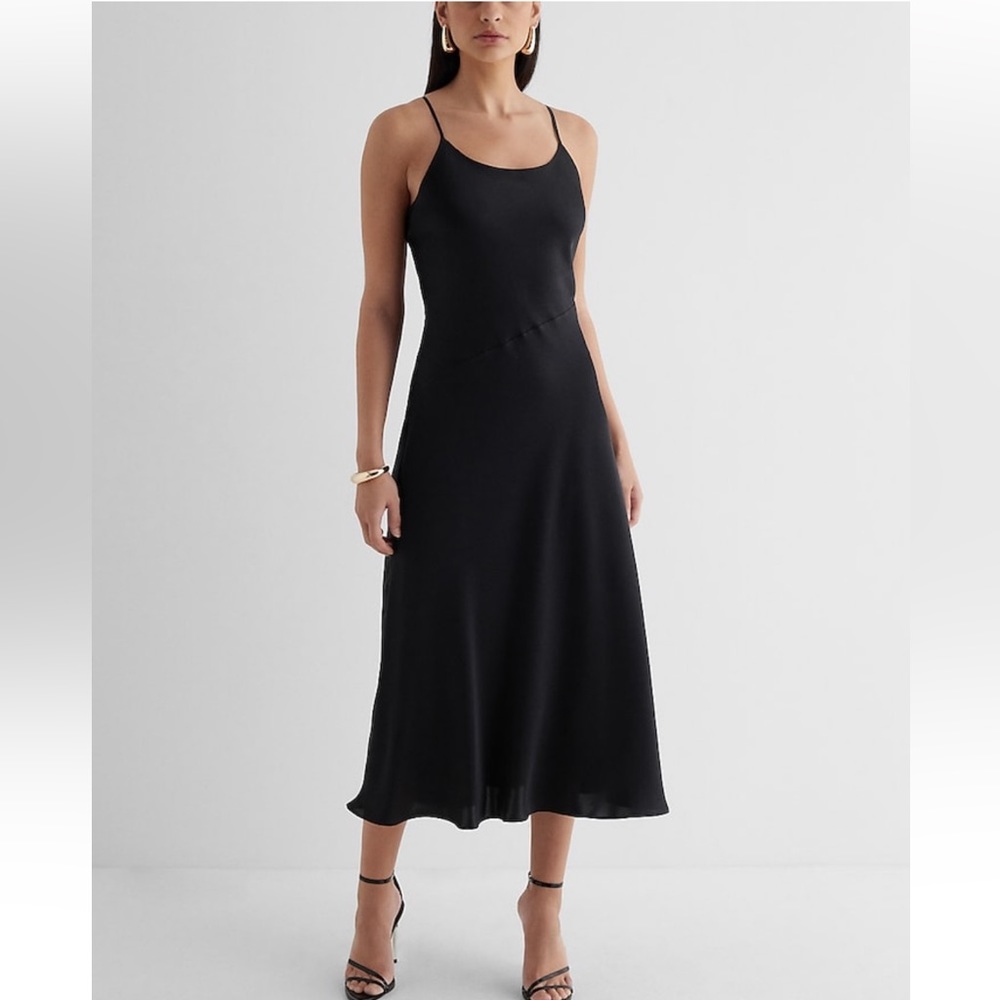 Express midi satin black dress